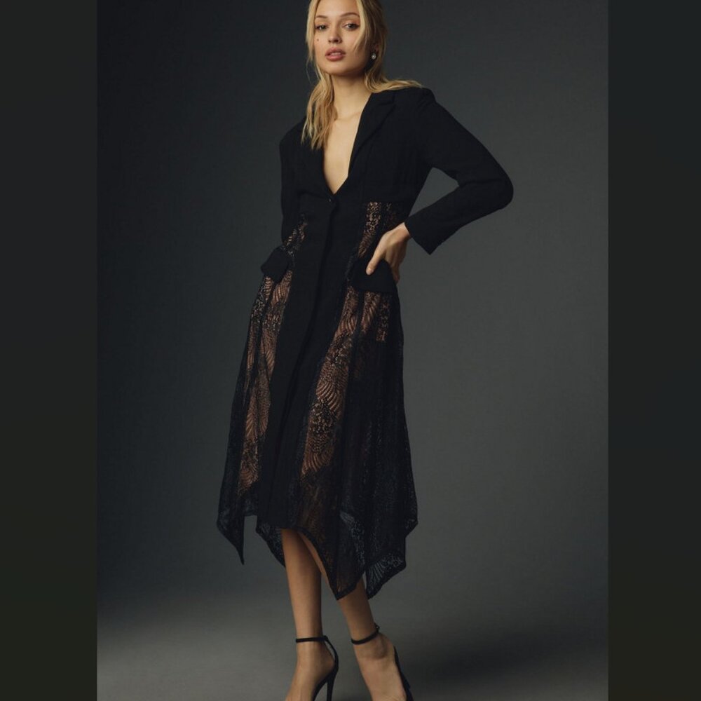 Anthropologie Lace Twofer Blazer Midi Dress